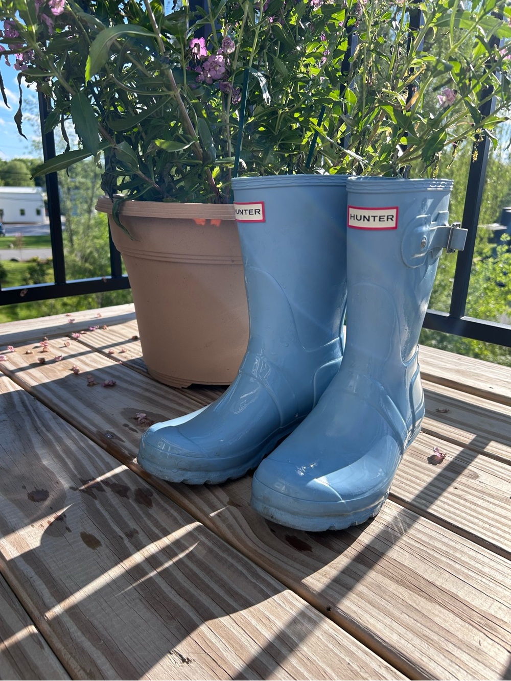 Hunter Pale Blue Rain Boots